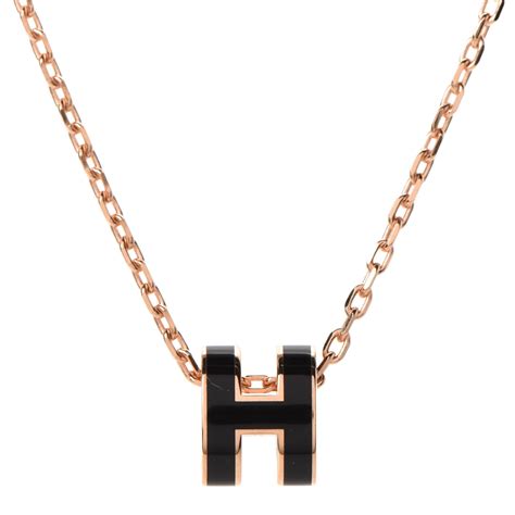 hermes rose gold black pop h pendant|lacquer pop h pendant necklace.